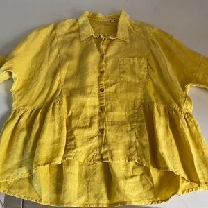 Yellow, Linen long sleeve blouse